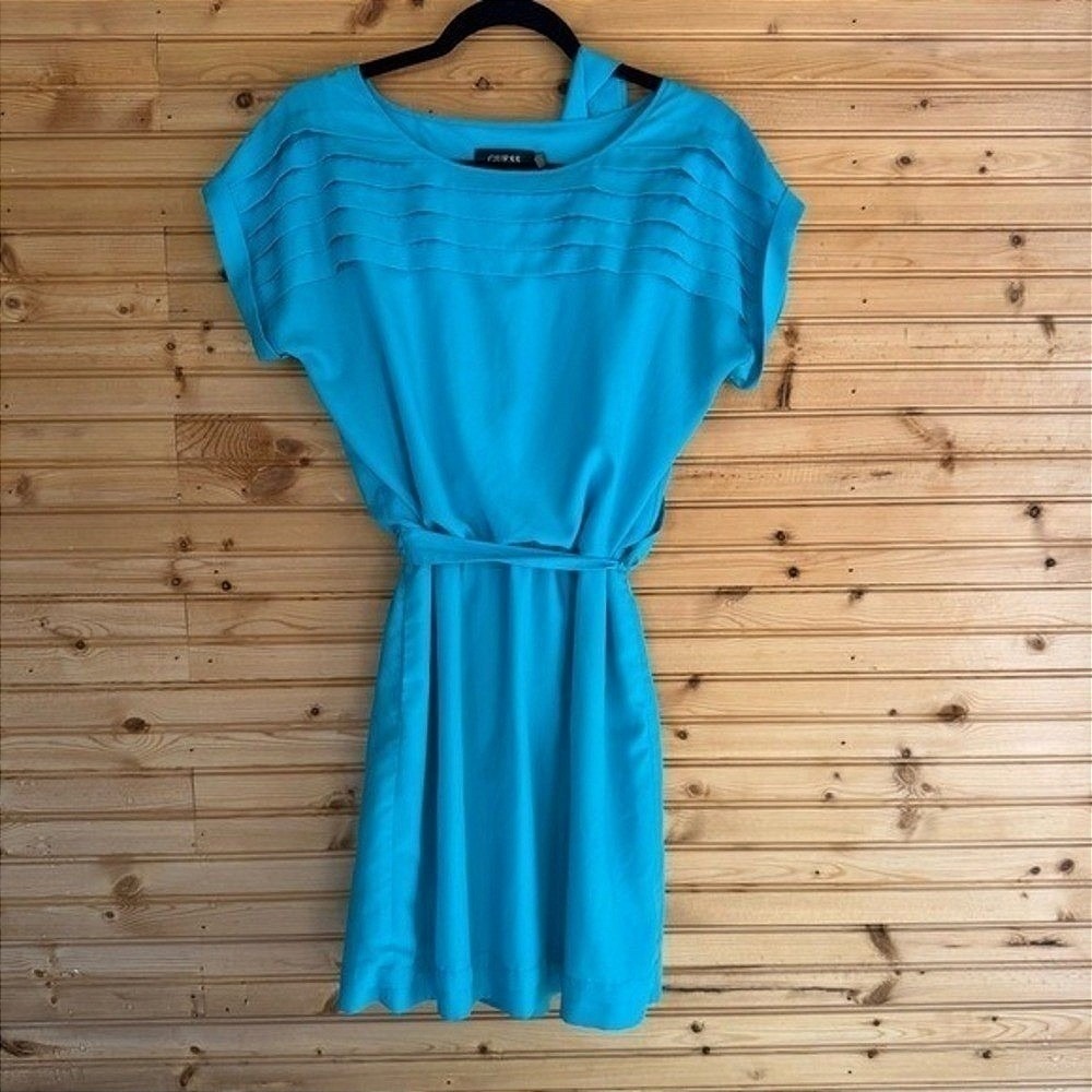 Guess Mini Dress 1980s Costume Boxy Aqua Pleats 6 Retro John Hughes Halloween